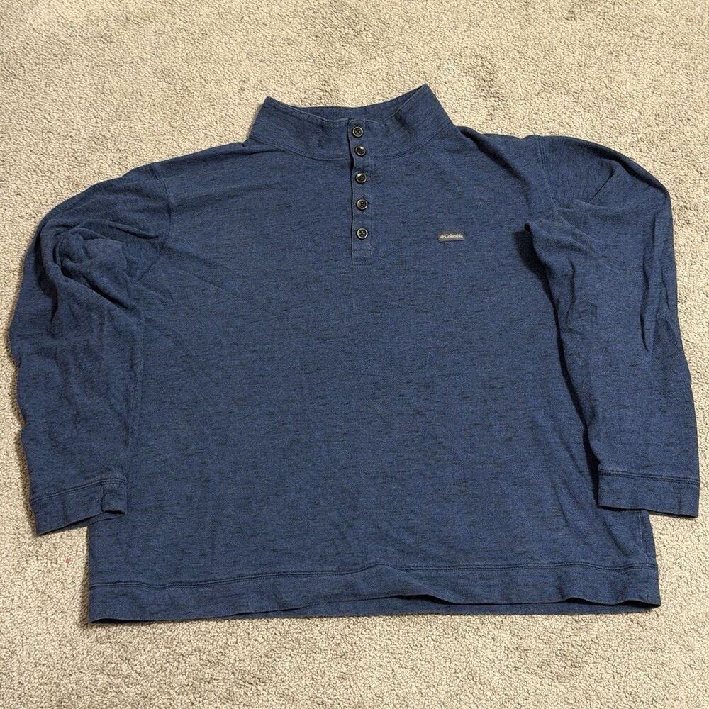 Columbia Men’s Regular Fit Solid Blue Long Sleeve Henley Pullover XXL AM0444